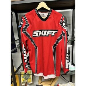 Shift Racing Jersey Shirt Mens Sz M Logo Motocross Long Sleeve Red White Black